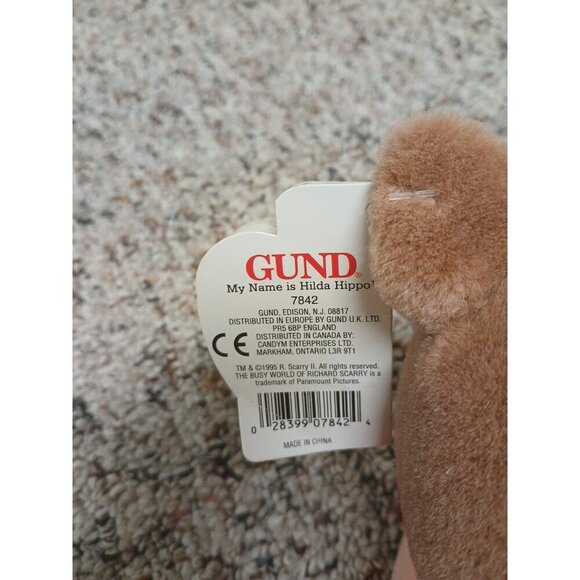 VINTAGE 1995 GUND Richard Scarry Busy World HILDA HIPPO 16" Plush Stuffed Animal - Picture 4 of 8